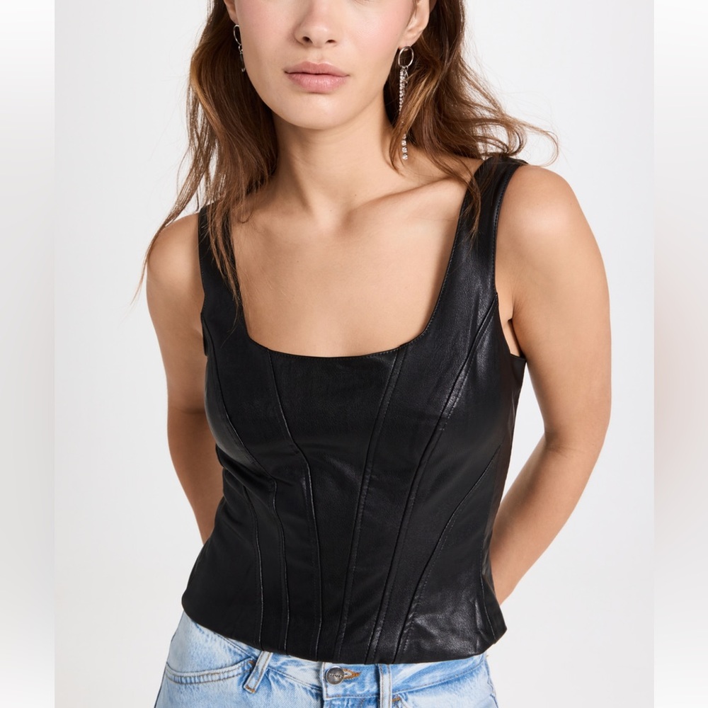NWT Amanda Uprichard Black Leather Top